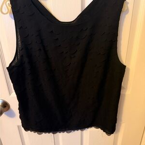 Studio M Black Scalloped Layered Top